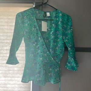 H and M floral wrap blouse